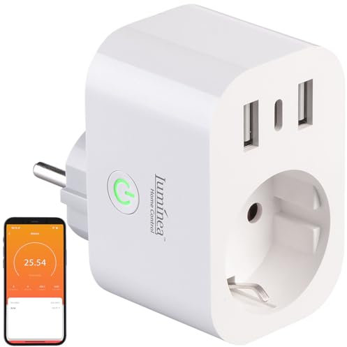 Prise connectée avec wattmètre et 3 ports USB avec charge rapide [Luminea]