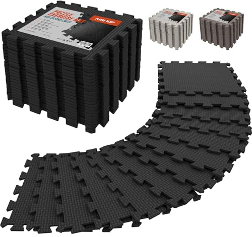 AIRHOP 18-pack Golvskyddsmattor, högdensitets, stötdämpande samt halkfria pusselmattor, tränings- och sportmattor för golv, yogamatta, idealiska vid hemmaträning samt gym, 30x30 cm