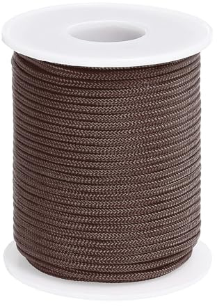 PATIKIL Nylon Cord 0.08 inch x 30 Yards, Bracelet String Braided Nylon Thread Chinese Knotting Cord for Jewelry Making Beading Necklaces Blind Wind Chimes, Brown