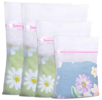 Grsta Sacchetti Lavatrice Biancheria, 4 Pezzi Sacchetti per Lavatrice, Con Cerniera Nascosta, Retina per Lavatrice, Sacchetto Lavatrice, per Camicie, Biancheria Intima, Vestiti per Bambini, Reggiseni