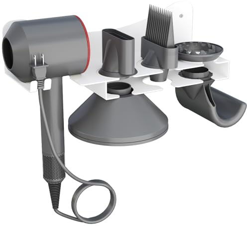 Lifewit Hårtorkshållare väggmonterad, metallhårfön för Dyson hårtork, hårverktyg organiserare med tillbehör förvaring för badrum och salong, liten, vit