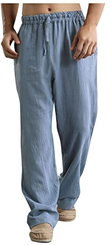 uxxnjfg Pantalone Lino Uomo Estivi Leggeri Larghi Pantaloni Taglie Forti Cotone Leggero Pantalaccio Uomo Elasticizzati Eleganti Slim Fit Pantalone