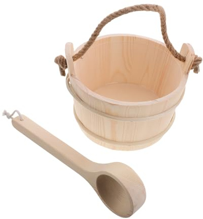 ABOOFAN Barril De Sauna De Madera Cucharón para Sauna De Madera Cubo y Cucharón para SPA para Baño De Pies Remojo De Pies Habitación De SPA
