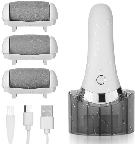 EDIMENS Professional Rechargeable Electric Callus Remover - Portable Foot File for Dead, Hard, Cracked & Dry Skin, Cordless Pedicure Tool with 3 Speeds