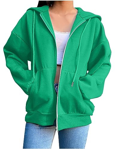 Uwdiohq Felpe con Cappuccio Zip da Felpa Oversize in Tinta Unita Giacche Autunnali Casual a Maniche Lunghe tascabili Marcate Marsupio Gatto Coperta con Maniche Uomo Pelosa Bambino Running Boxy