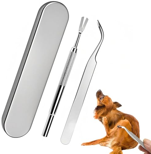 Ezranova Tick Remover Tools for Dogs, Tick Removal Tool, Stainless Steel Tick Remover Tool Set Complete Tool Kit for Humans, Cats & Dogs