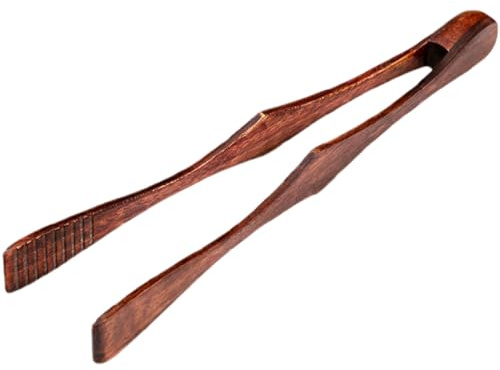 Pince à salade, pince à pain, pince à pain, pince à salade en bois, pince alimentaire pour cuisine, camping, barbecue, buffet, restaurant, pâtisserie, salade (forme D)