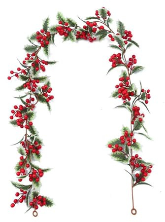 Navidad Bayas Acebo Artificial Vides, Guirnalda Bayas Rojas Vides Navideña, Guirnalda Navideña, Guirnalda Navideña Bayas Rojas,Guirnalda para Navideña Boda,Puertas Ventanas Hogar Decoración