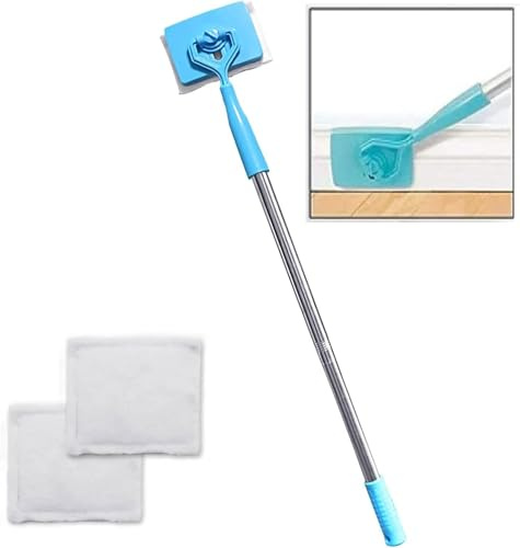 Skirting Board Buddy, Baseboard Cleaning Mop with Handle with 2 Reusable Cleaning Pads, 360° Rotation,Dustproof Dust Removal Baseboard Buddy Cleaner,for Bathroom Tub and Tile, Wall, Floor, Baseboard
