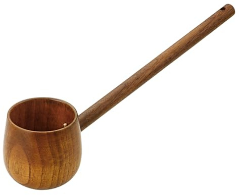 DIYEAH Cucharón de Madera para Agua con Mango Cazo de Madera para Cocina y Jardín Pala de Riego Práctica y Ergonómica para Hogar y Restaurantes