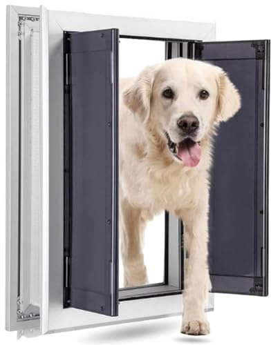 Mixtric Hundeklappe aus Aluminium, Hundeklappe, DoppelflüGelig, Hundeklappe Automatischer Magnetverschluss, SchiebetüR, Sicherheitsverriegelungen, WitterungsbestäNdig und Langlebig