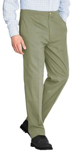Mens Smart Rugby Trousers Fully Elasticated Stretch Waist Band with Draw Cord Comfortable Fit Wrinkle Resistant Lightweight Workwear Bottoms Straight Leg Casual Formal Work Flat Front Pants Size 30-48