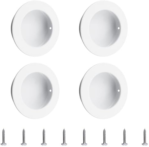 MOROBOR - Asa de tirador redonda para puerta, 4 unidades, tiradores empotrados invisibles de acero inoxidable para cajón corredizo de granero, armario/blanco, 60 mm