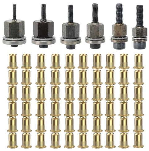 6 Pcs Rivnut Tool, M3 M4 M5 M6 M8 M10 Rivet Nut Tool Rivnut for Rivet Nut Tools Manual Riveting Machine