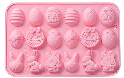 Moldes De Chocolate De Pascua - Lindos Moldes De Silicona Con Forma De Conejito Y Huevos En 3D | Molde Para Hornear De Silicona Antiadherente Con Forma De Conejito Para Cupcakes, Dulces, Gelatina (A)