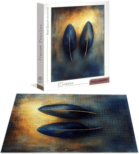 Puzzle Bleu 1000 Pièces Adultes, Puzzle 1000 Pièces pour Adultes et Enfants à Partir de 14 Ans, Plume Puzzles Bois de Qualité Supérieure avec Une Boîte d'emballage Exquise, Cadeau Femme/Homme B-7958