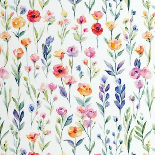 ESSMOKO Carta da Parati Carta da parati autoadesiva impermeabile in PVC con effetto floreale dipinto ideale per bagno cucina dormitorio e camera da letto motivo floreale e acquerello 45 * 300 cm