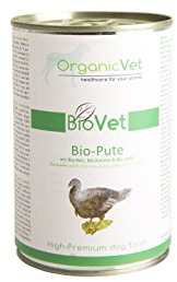 OrganicVet Hund Nassfutter BioVet Bio-Pute mit Bio-Reis, Bio-Karotte und Bio-Apfel, 6er Pack (6 x 400 g)