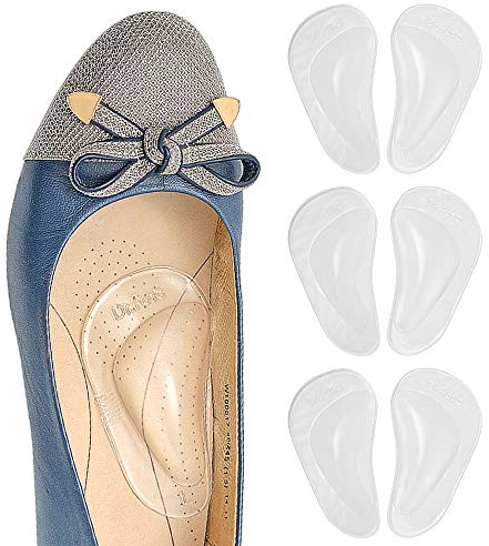 Dr. Foot's Arch Support Shoe Insoles for Flat Feet, Gel Arch Inserts for Plantar Fasciitis, Adhesive Arch Pad for Relieve Pressure and Feet Pain- 3 Pairs (Clear, 3 Count (Pack of 1))