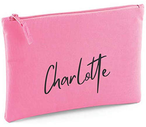 minimutz Kosmetiktasche für Mädchen | personalisiert mit Namensdruck | Schminktasche für Kinder inkl. Name | Make-up Kultur-Täschchen mit Reißverschluss | Abmessungen 28cm x 19cm