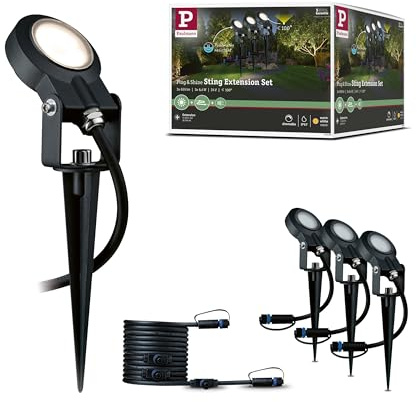 Paulmann 93689 Plug & Shine LED Außenleuchte Sting incl. 3x6 Watt dimmbar Gartenspieß Anthrazit Gartenleuchte Alu Außenbereich 3000 K