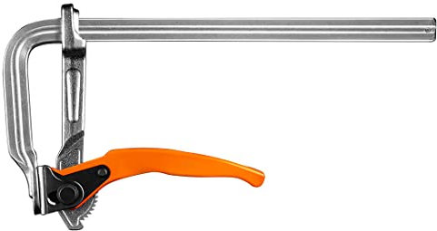 NEO TOOLS Schraubzwinge, Zimmermannszwinge 300 x 120 mm, exzentrischer Ratschenmechanismus, monolithische Bauart der Führung und der oberen Backe der Schraubzwinge