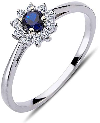 Diamant Saphir Entourage Ring ?n 14 Karat Weißgold