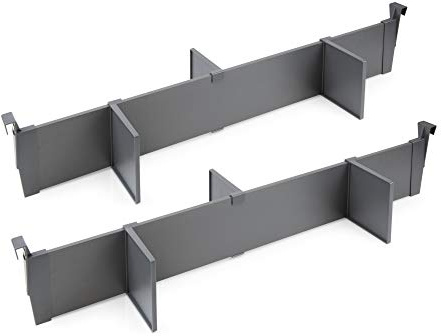 Emuca - Jeu Organisateur de tiroir réglable, Organisateur tiroir, Accessoires séparateur de tiroir, diviseur de tiroir 900mm, Aluminium, Gris Anthracite.