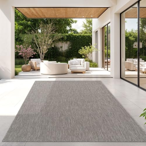 TT Home Matta För Utomhus Köksmatta Balkong Terrass Universalfärgad Design Modern, Färg:Grå, Storlek:300x400 cm