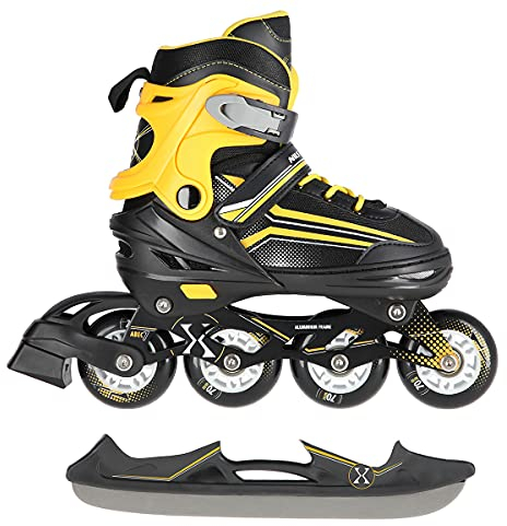 2in1 Inlineskates/Schlittschuhe Nils Extreme Lucky Schwarz/Orange ABEC7 Gr. 34-38 verstellbar