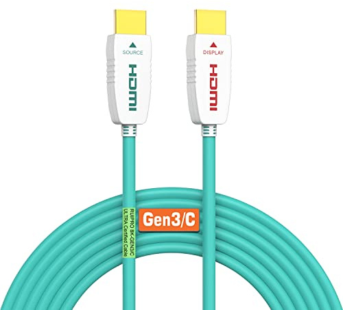 RUIPRO Câble HDMI 8K Fibre Optique Certifié 15M, HDMI 2.1 Ultra High Speed 48Gbps 8K@60Hz 4K@120Hz Dynamique HDR/eARC/HDCP 2.2 & 2.3 Compatible avec Xbox, PS6, LG/Samsung/Sony TV
