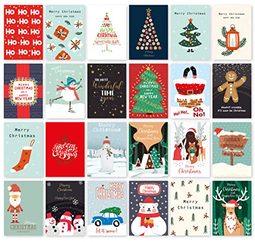 Charity Christmas Cards Pack of 24. Each Christmas Card multipack has 24 different Mixed designs. Ecofriendly and UK made. Blank Inside. A6 (105 x 148mm) card size.