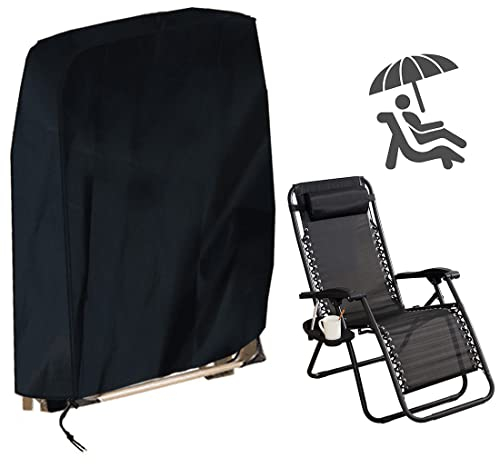 MCSQK 210D Housse pour fauteuil pliable - Imperméable, coupe-vent, résistante aux UV - Tissu Oxford - Housse de protection pour fauteuil relax, chaise longue de jardin, chaise longue de soleil, noir