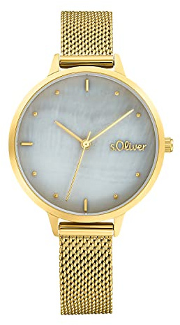 s.Oliver Armbanduhr Damen Quarzuhr Analog, mit Edelstahl Armband, 3 bar Wasserdicht, Kommt in Uhren Geschenk Box