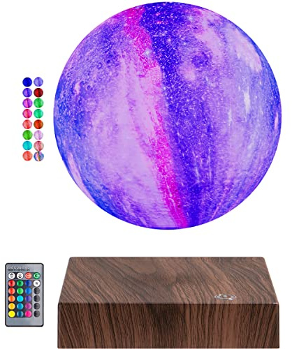UVEHAS Magnetische schwimmende Mondlampe - Spinnende 3D-Druck Galaxy Mond Lampe Levitierende 16 Farben LED Mond Licht für Urlaub Geschenke Home Decor Nacht Lichter
