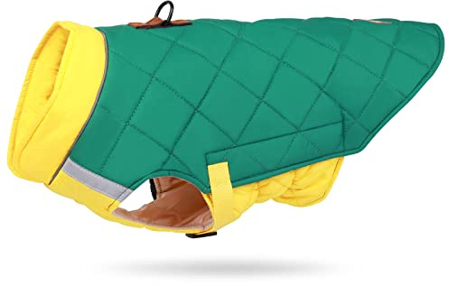 ALLSOPETS Hundemantel für Kleine Hunde Hundejacke Winterweste Jacken Hundemantel Hundepullover Haustier Skifahren Weste für Mittel Kleine Hunde Chihuahua Bulldogge Kleidung Grün
