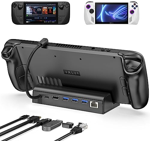 Antank 6-in-1 Steam Deck Docking Station, Dock Stand for ASUS ROG Ally with HDMI 2.0 4K@60Hz, 3 USB-A 3.0, Charging USB-C Port, Gigabit Ethernet, 100W PD Fast Charging HUB Dock for Valve Stream Deck