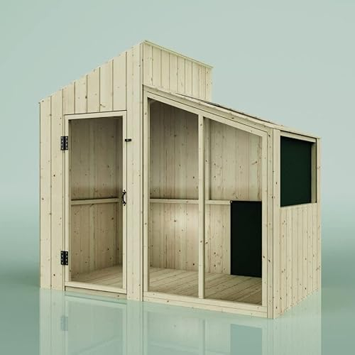 Polar Play Spielhaus aus Massiv-Holz mit Acryl-Glas | Outdoor Kinderspielhaus Garten | Stabile Konstruktion, Modernes Design