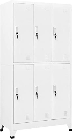 Keketa Homgoday Industrieller Stahlschrank mit 6 Fächern, Grau, 90x45x180cm - ideal für Büros und Schulen Model20156
