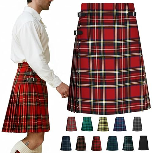 BRAW CLANS TARTANS Kilt tradizionale scozzese da uomo, per addio al celibato, lunghezza 5 m, in tartan, Royal Stewart, 52