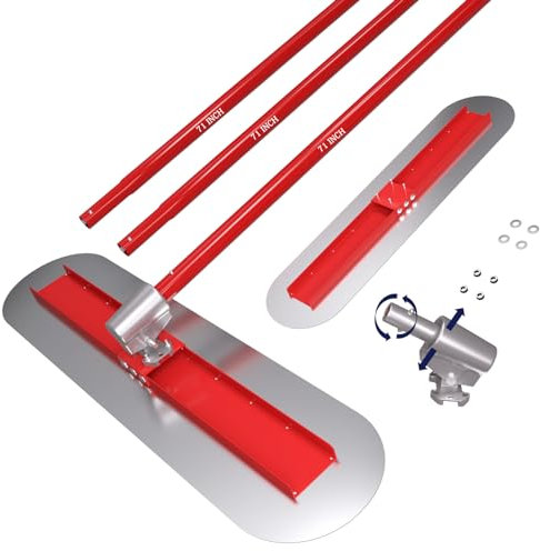 RUPERTOOL 48''x12'' Concrete Bull Float Kit Fresno Round End Concrete Finishing Trowel Stainless Steel Trowel Board with 3 Handles and Tilt Bracket