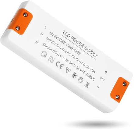 12V 36W, Alimentatore 12v 3A, 36W Trasformatore 220V a 12v, trasformatore 220v 12v ac, Driver LED AC a DC, Trasformatore LED Costante per Strisce LED e Luce a Bassa Tensione, Lampade LED