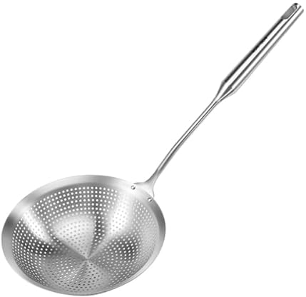 Veciado Stainless Steel Skimmer Spoon 46.5 * 18cm Strainer Colander Ladle Spoon Oil Strainer with Comfort Handle and Hanging Holes Slotted Spoon for Kitchen Frying Food, Noodles, Pasta, Spaghetti