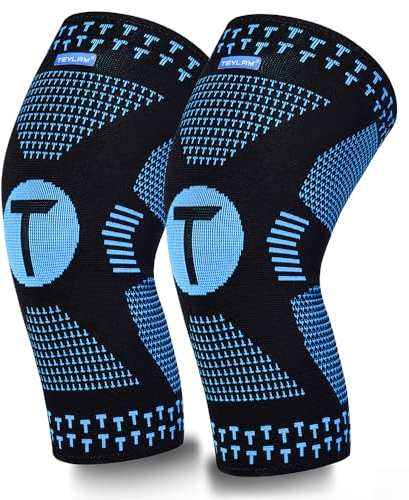 Teylam Ginocchiera per uomo/donna, set da 2 pezzi, protezioni mediche per menisco, artrite, ACL, bendaggio a compressione per pallavolo, yoga, corsa, gamba destra e sinistra