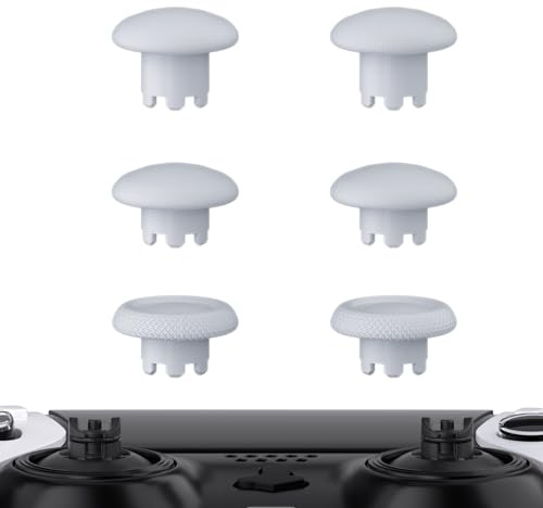 eXtremeRate Joystick pour ps5 Edge Manette, Stick Analogique Interchangeable pour ps5 Edge Controller, 6 pcs Thumbsticks, Blanc Pur