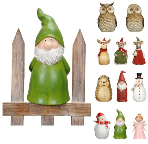 NETPROSHOP Zaunhocker Zaunfigur Elfe Zwerg Schneemann Elch u.v.m. aus Polyresin H: 16-20cm, Auswahl:Zwerg