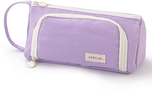 ONCCI Federmäppchen Mädchen Mäppchen Federtaschen Große Kapazität Teenager Etui Stifte Pencil Case für Schule & Büro (Creme-lichte Purple)