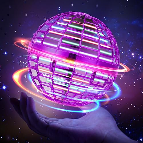 Hoofun Fliegender Ball, Flying Spinner, Magischer Ball mit RGB Licht, Magic Hover Schwebe Ball, UFO Zauberball, Bumerang Jungen Toys, Spielzeug Drohne Geschenke für Kinder über 6,8,10,12 Jahren(Lila)