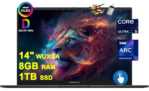 ASUS Zenbook 14 OLED Business AI PC portable 14 WUXGA OLED écran tactile (550 nits 100 % DCI-P3 brillant) Intel 14-core Ultra 5 125H 8 Go de RAM 1 To SSD rétroéclairé Thunderbolt Harman/kardon Win11