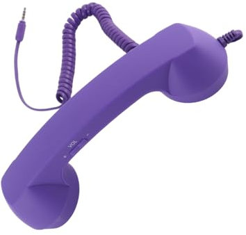 Auricular de Teléfono Retro, Receptor de Teléfono Móvil de 3,5mm, Micrófono, Altavoz, Auricular de Teléfono Retro Vintage para Teléfonos Inteligentes (Purple)